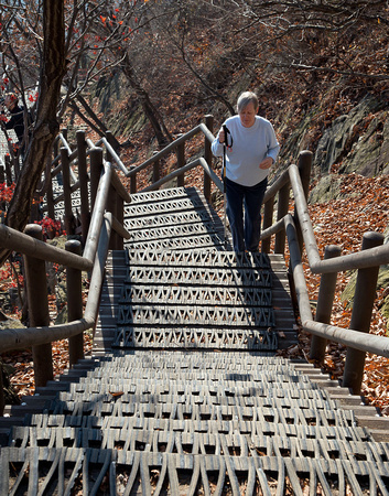 Bev on stairs