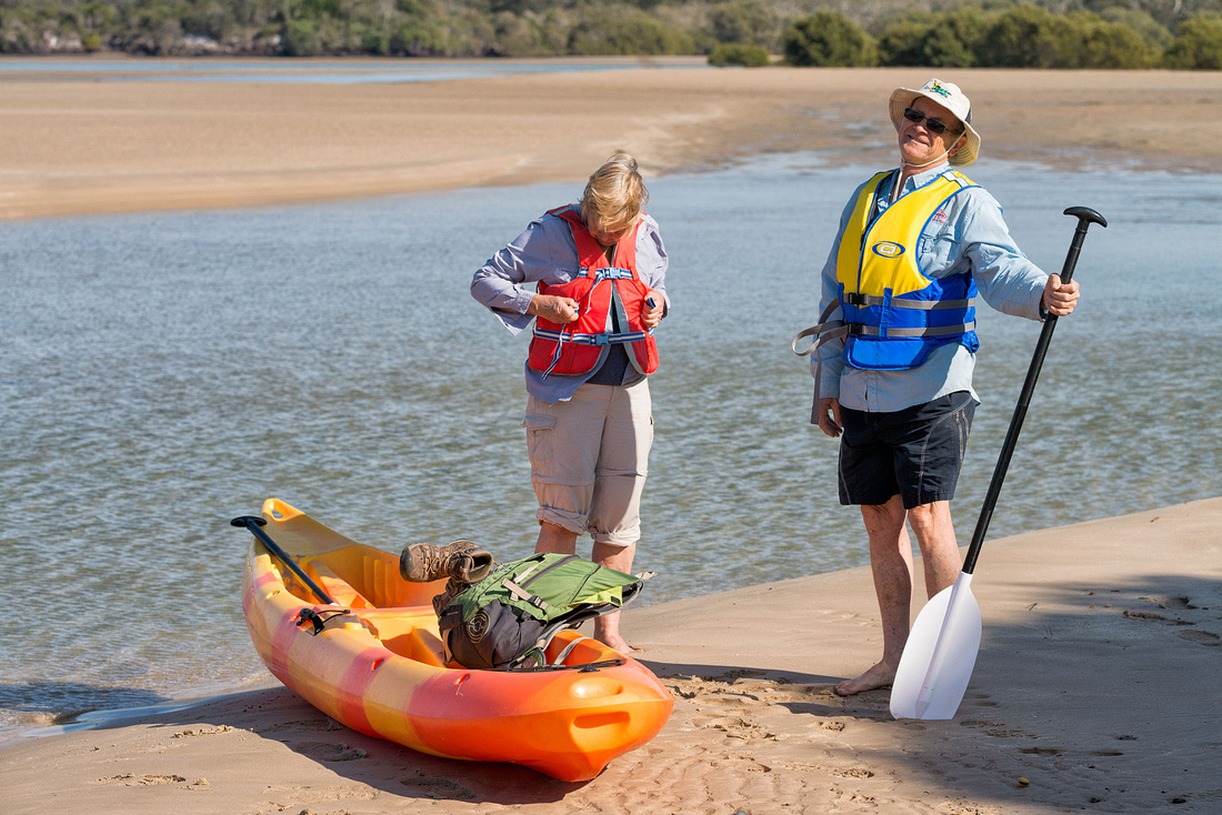 Rob and Olive preparing to cross Sandon River