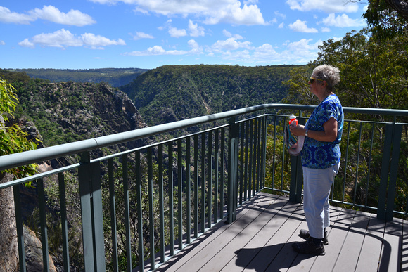 Bev at Wollomombi Gorge, Oxley Wild Rivers National Park