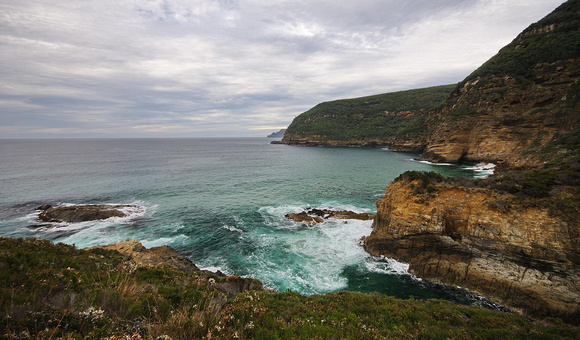 View towards Cape Raoul from Maingan Bay, Tasman National Park